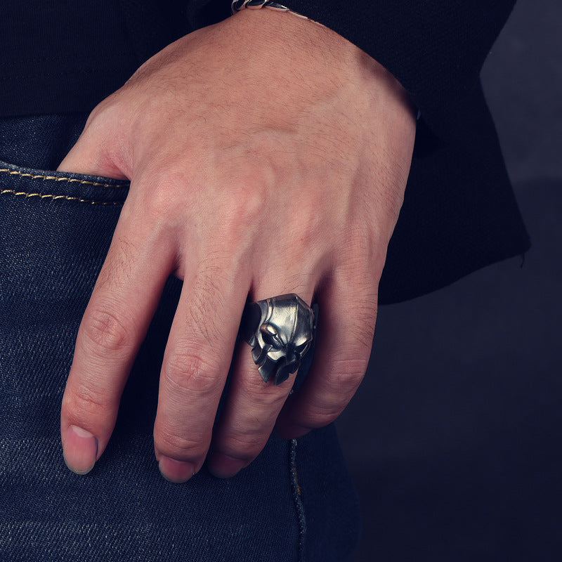 Wholesale 925 ring men's single ring retro trendy brand personality skull ring open ring handmade jewelry